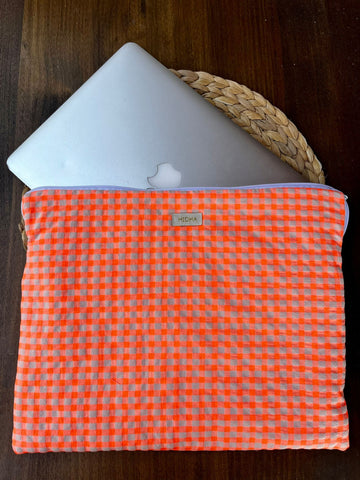 FUNDA PORTATIL VICHY NARANJA FLUOR