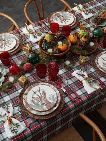 MANTEL NAVIDAD TARTÁN BLANCO